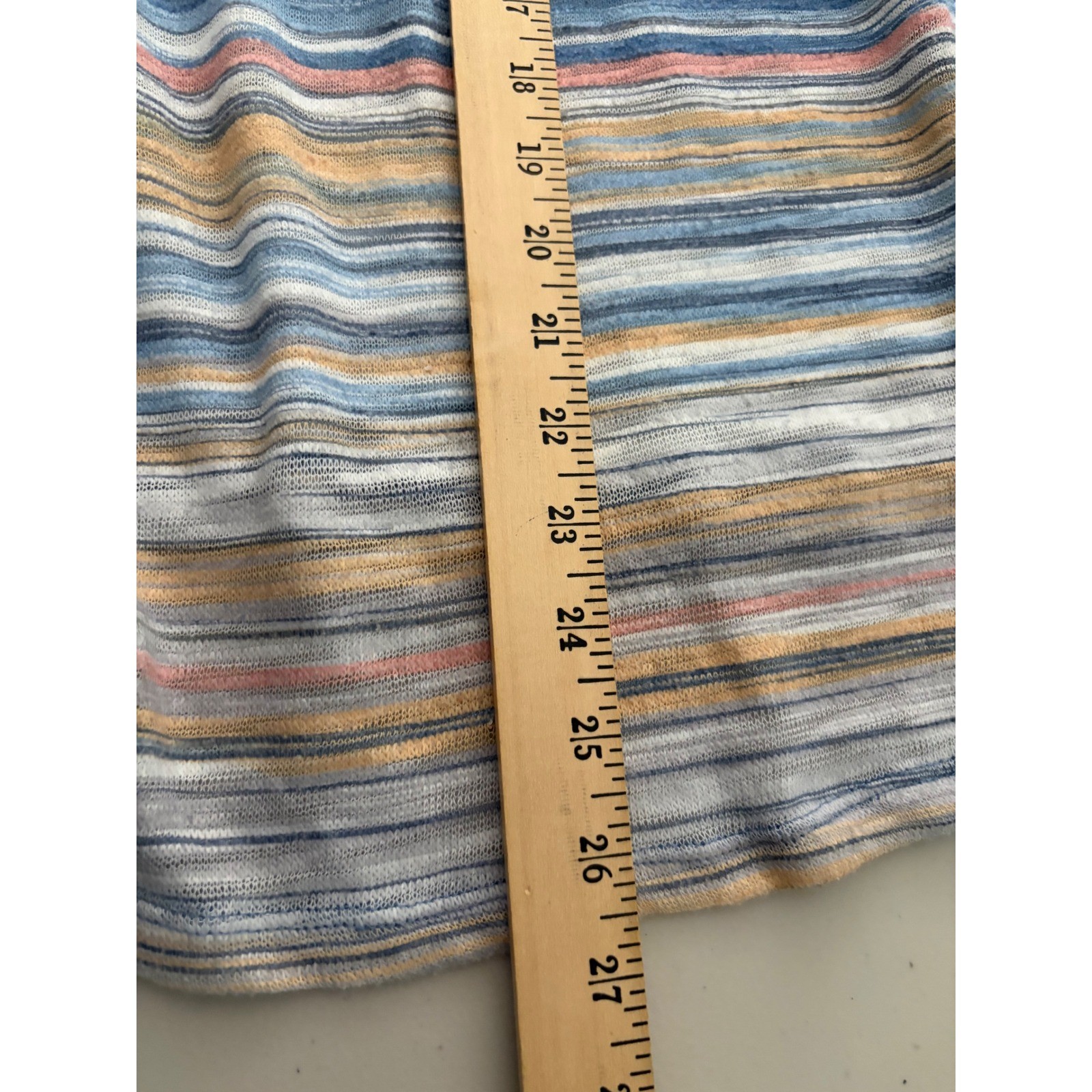 Studio Woman JP7 Blue Orange Striped Tassel Tie Neck Knit Top Plus Size 2X