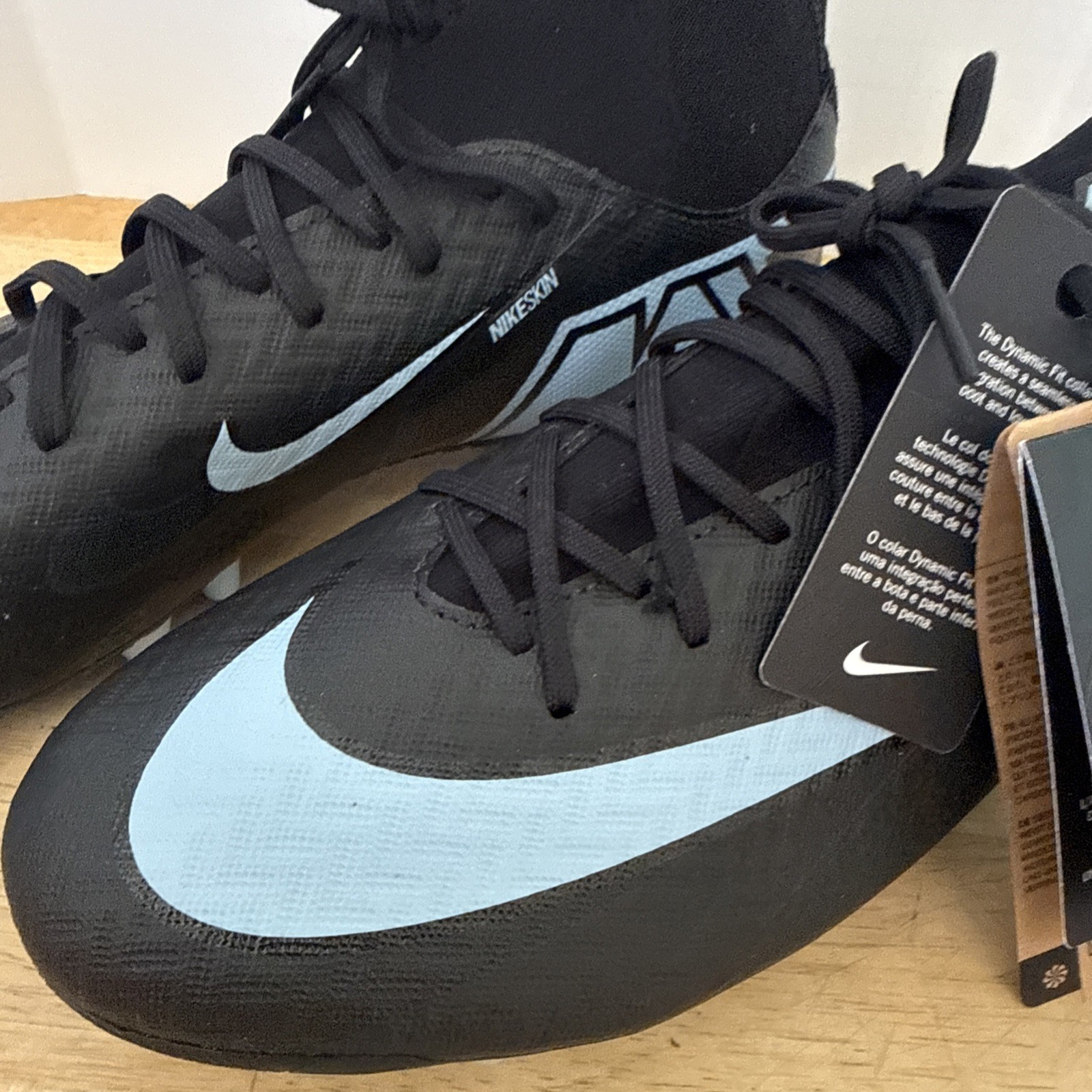 Nike Men’s Mercurial Superfly 10 Academy AG Cleats Soccer Black/Ice Blue 10.5