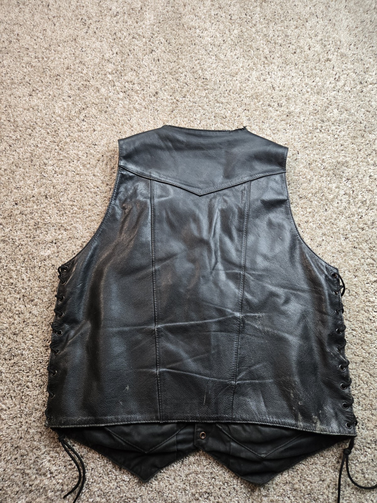 Street & Steel Gunslinger Leather Vest Mens Large Black Snap Front Lace Up