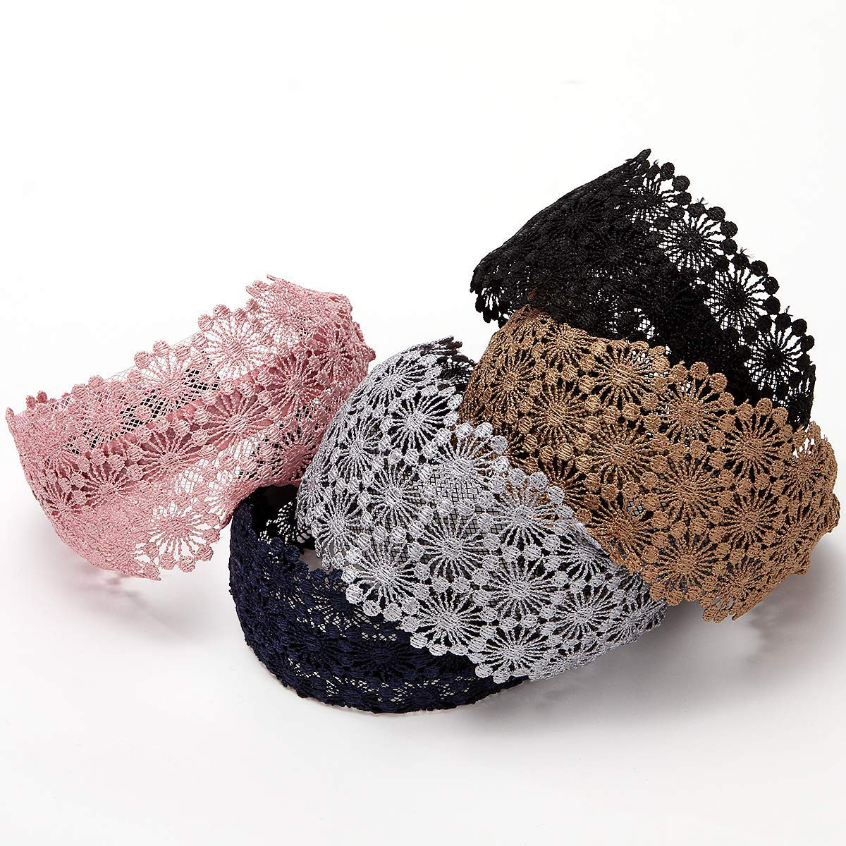 Non-Slip Multicolor Lace Headband Wide-Head Cutout Hard Headbands for Women and