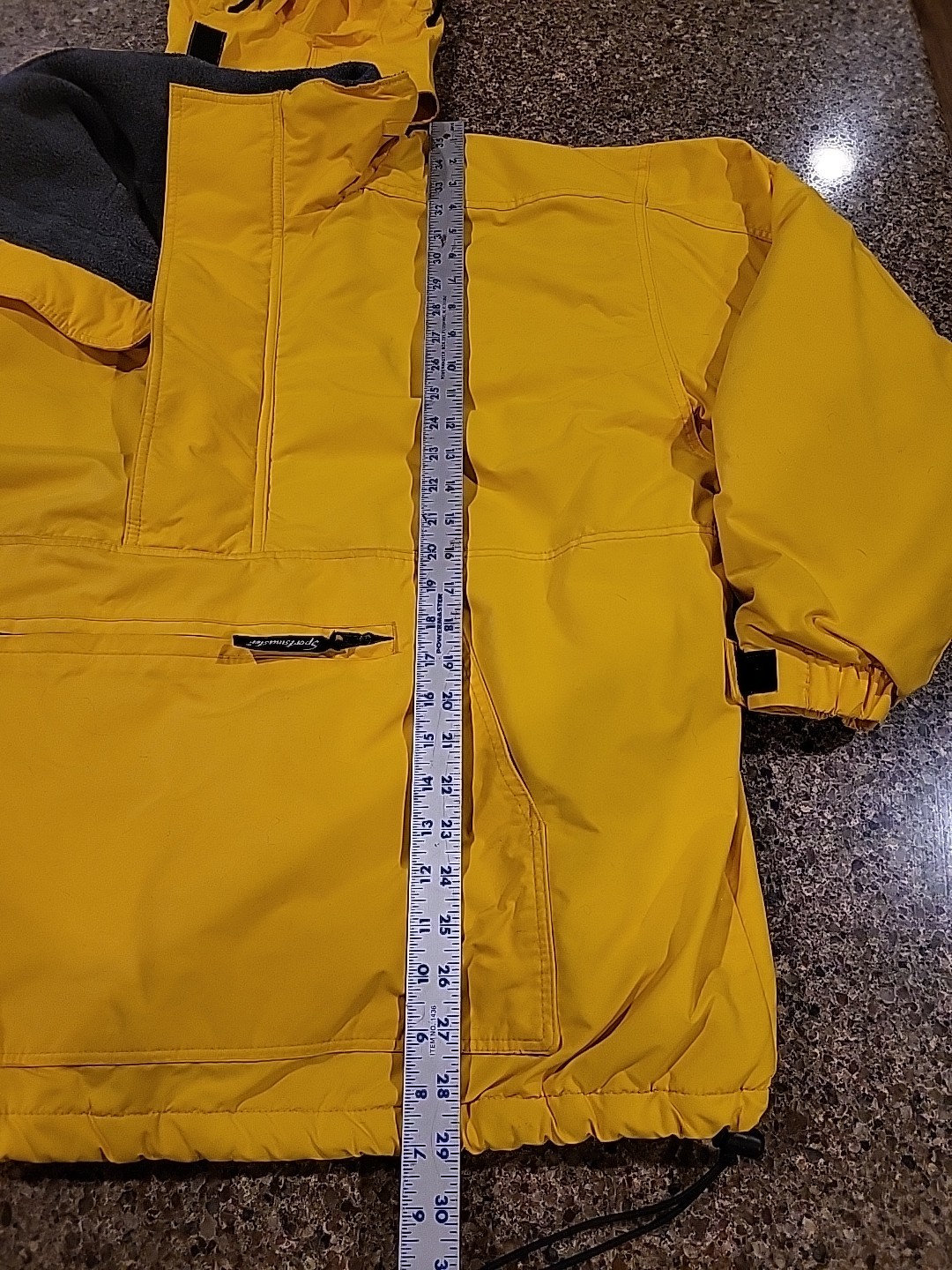 Vintage Sports master Yellow 1/4 Zip Pullover Jacket Large Lined w/Hood USA