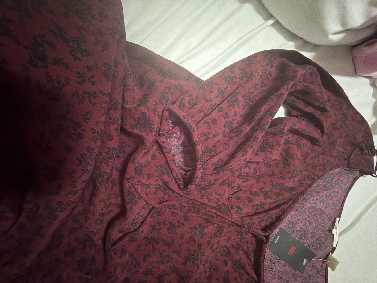 Levi’s Odette Dress in Ditsy Flocked Burnt Maroon
