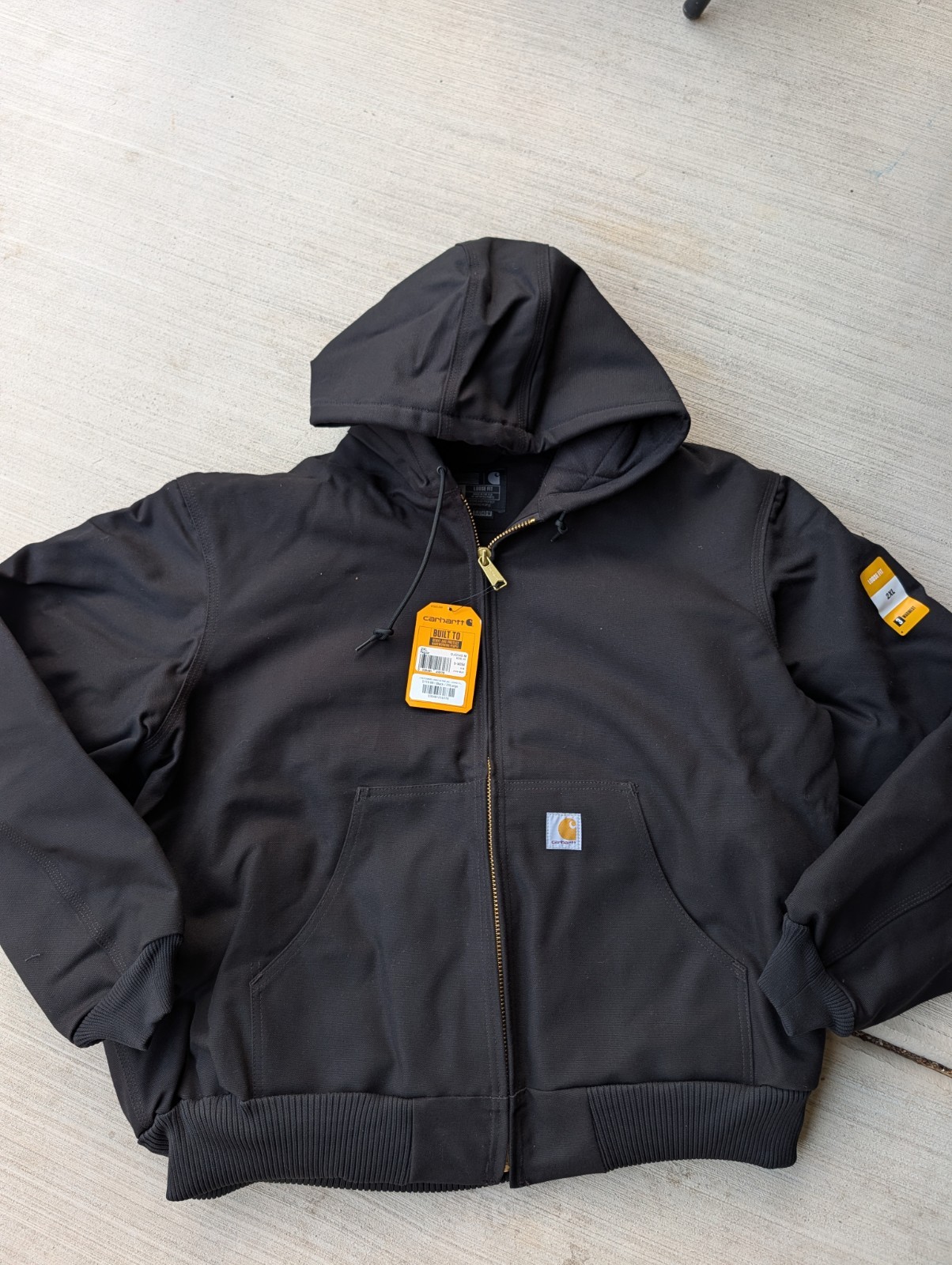 NEW Carhartt Duck USA Made Jacket Mens J140 Flannel Lined Hooded Workwear Sz 2XL