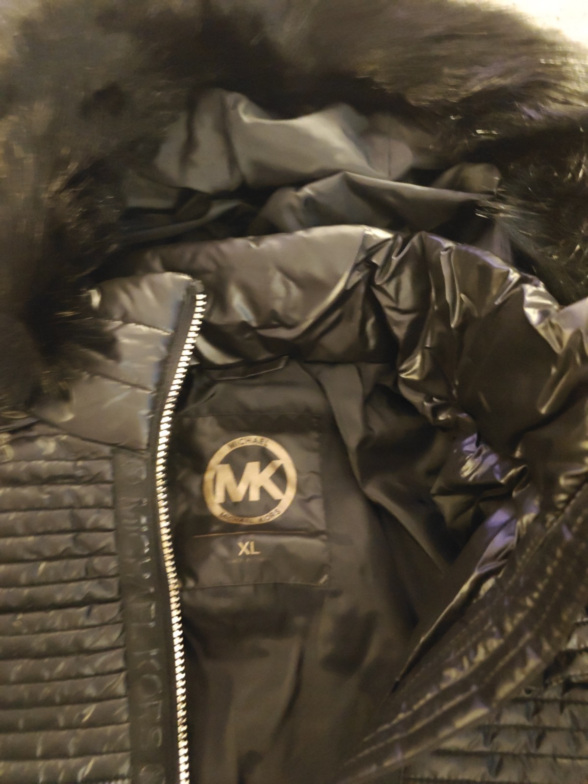 NWT MICHAEL MICHAEL KORS MIXED QUILTED FAUX FUR TRIM HOODED COAT XL