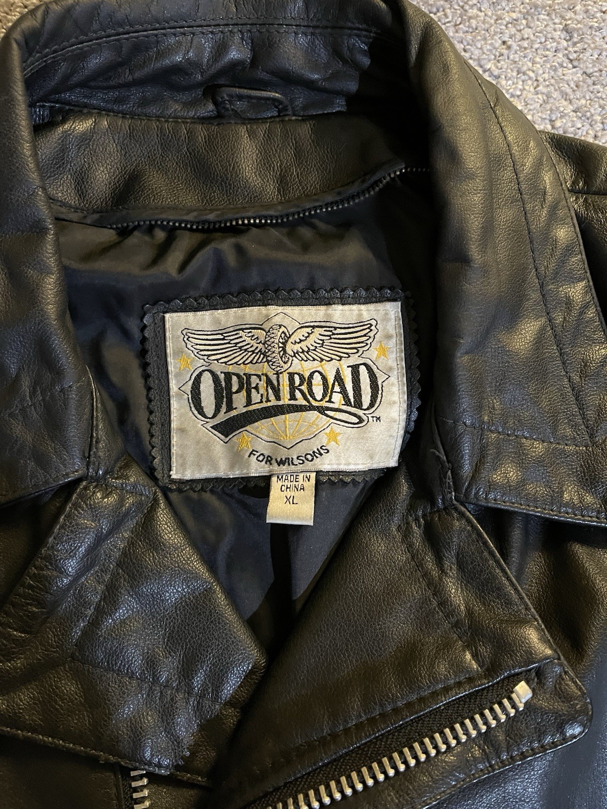 Vintage Wilsons Leather Open Road Black Leather Jacket Men XL Insulated Moto Bik