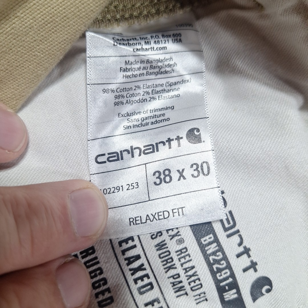 Carhartt Rugged Flex Relaxed Fit Canvas Pants Mens 38×30 Beige Work Wear Cargo