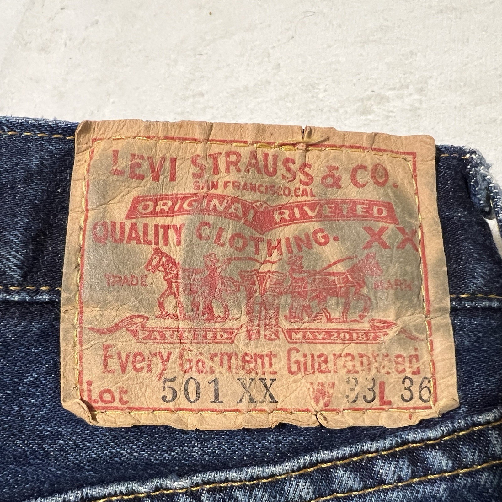 Levi’s 501XX 555 Valencia USA Big E Selvedge Jeans W33 L36 Distressed Boro