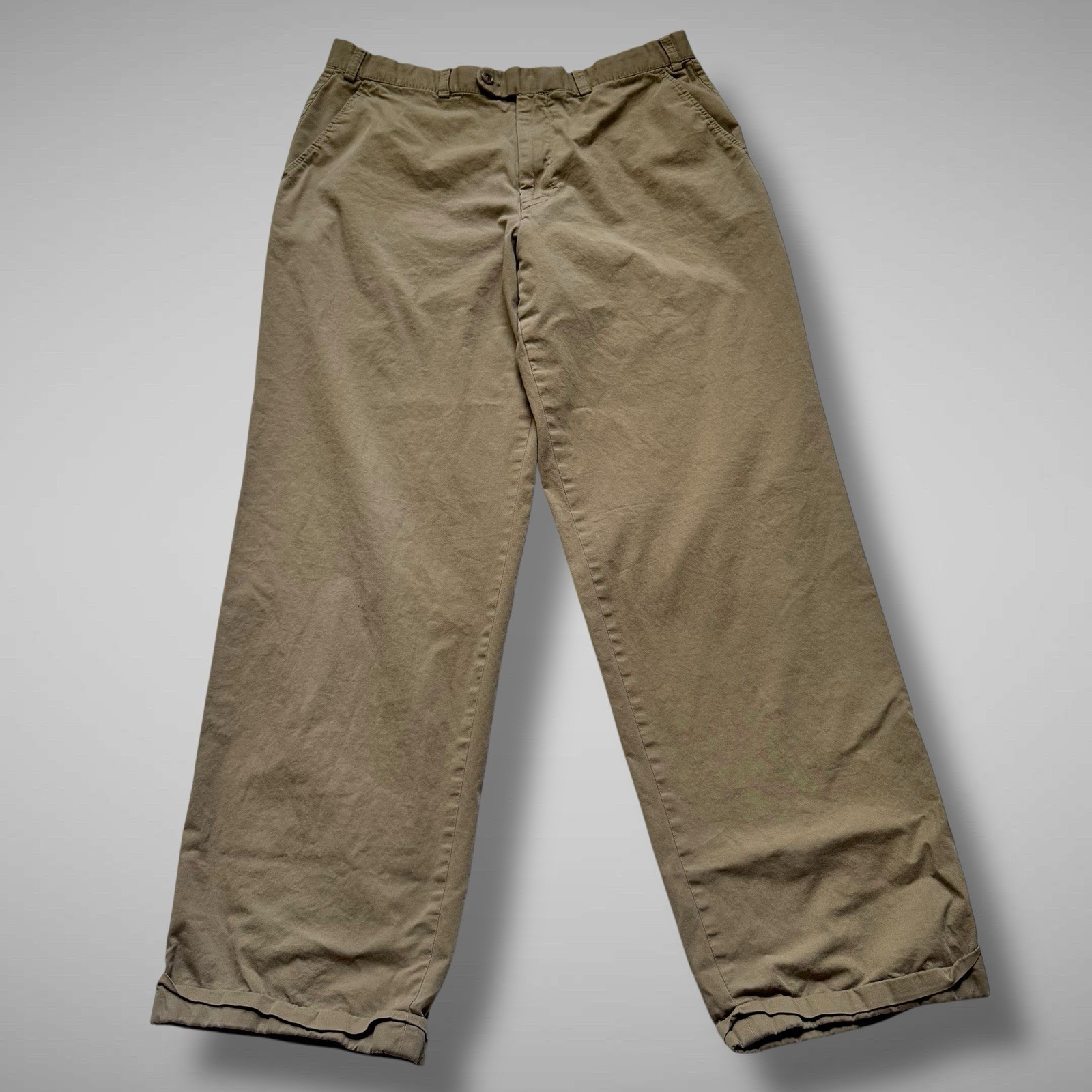 Hiltl Pants Mens 36×38 Ultimate Trousers Tan Chino Flat Front ZE600 Actual 34×30