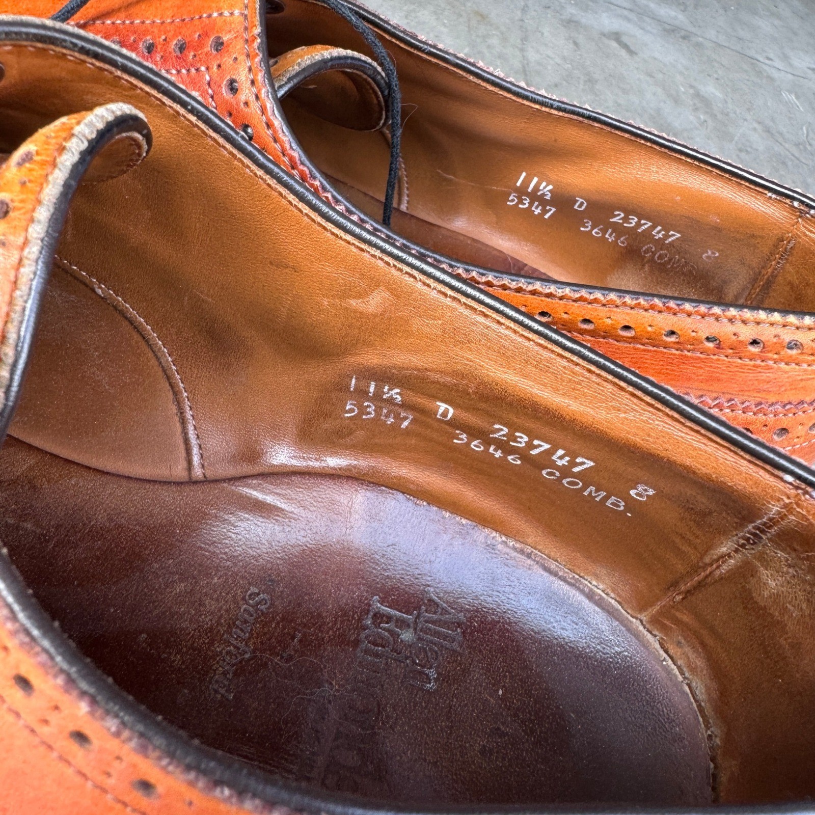 Allen Edmonds Sanford Walnut Leather Cap Toe Brogue Derby Shoes Mens 11.5 D 5247