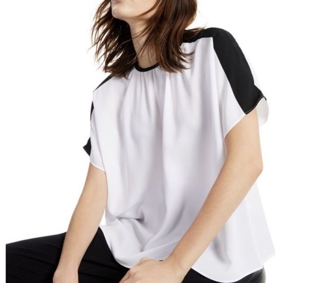 Alfani Top Blouse White Black L NEW NWT AM18