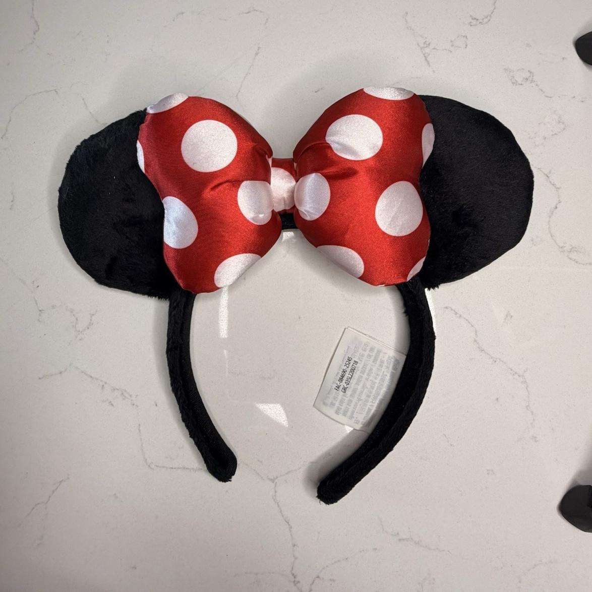 Disney Minnie Mouse Padded Fabric Mouse Ears Headband Polka Dot Bow Red/Black