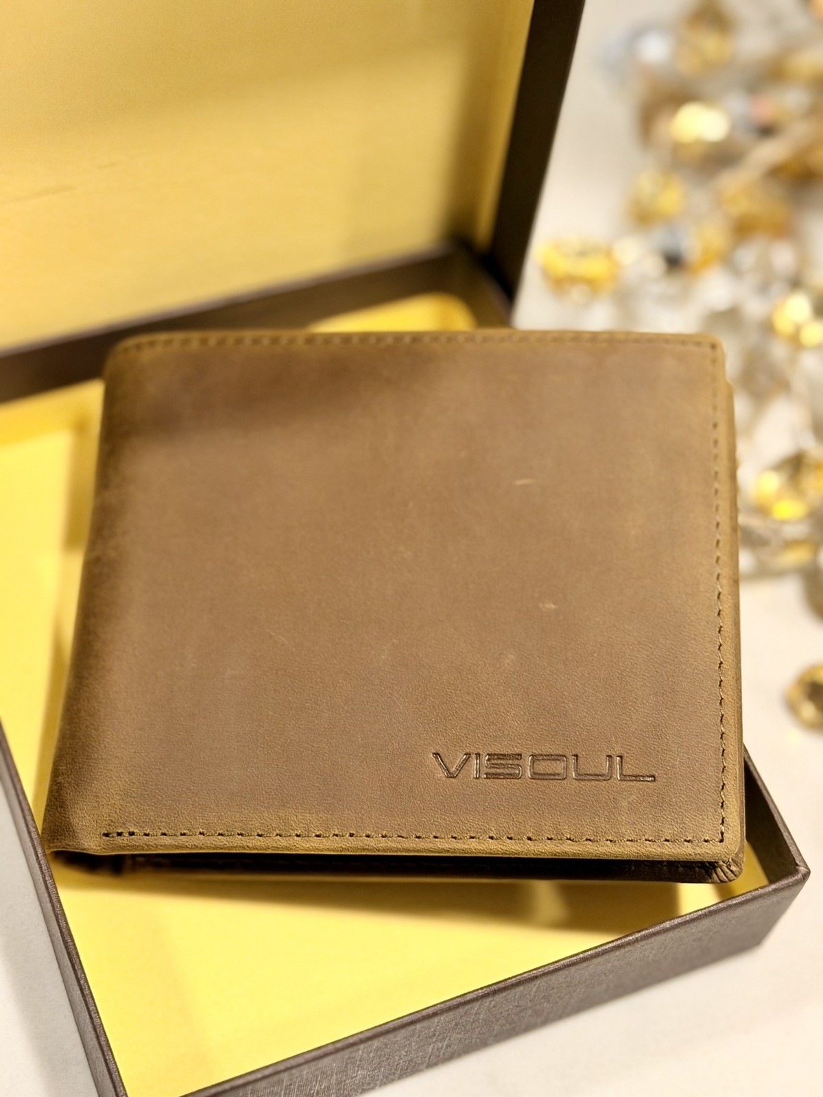 VISOUL RFID Blocking Bi-fold Leather Wallet with 2 ID 8 Card Slots 2 Cash