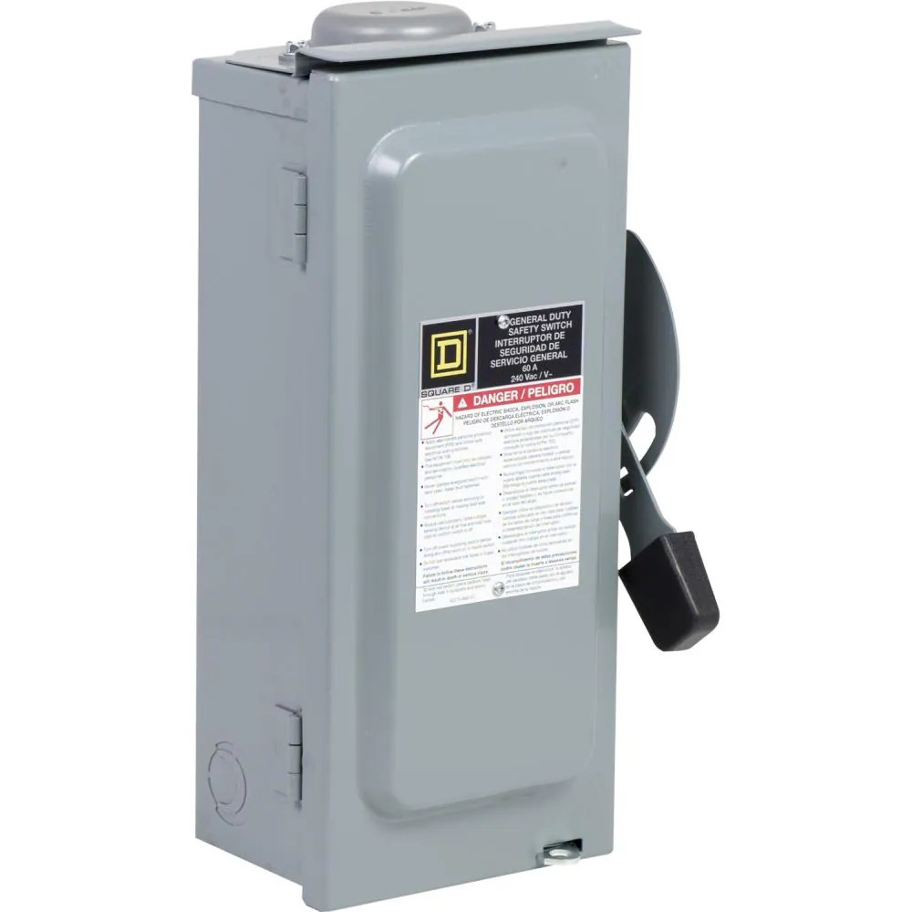 Square D 60 Amp Single phase (120V/240V) Fusible Outdoor General-duty Safe|13046