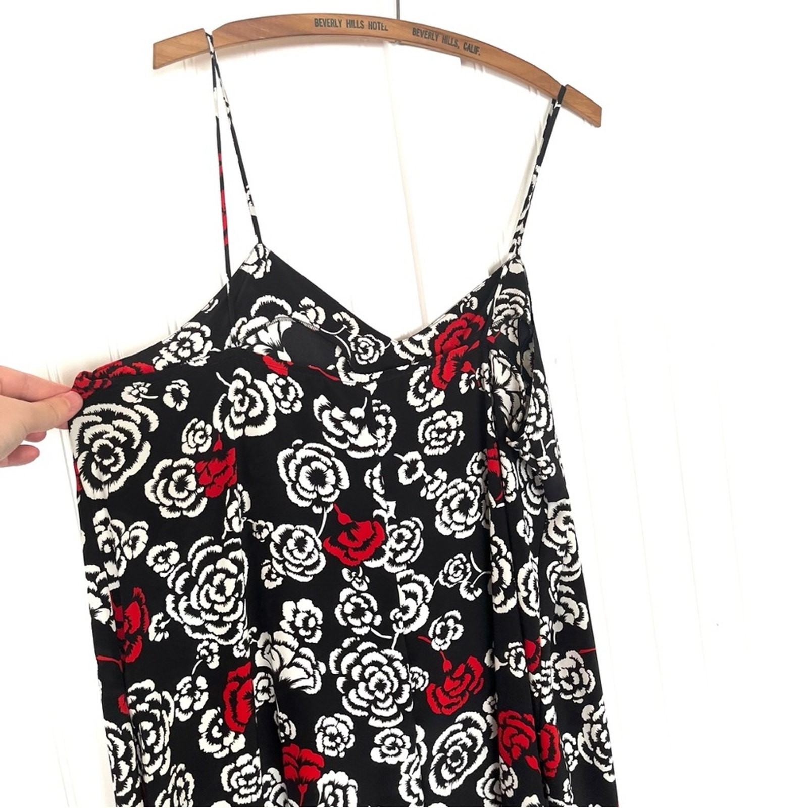 Vintage Black White and Red Nightgown and Robe Set Kimono Floral Peignor Sexy