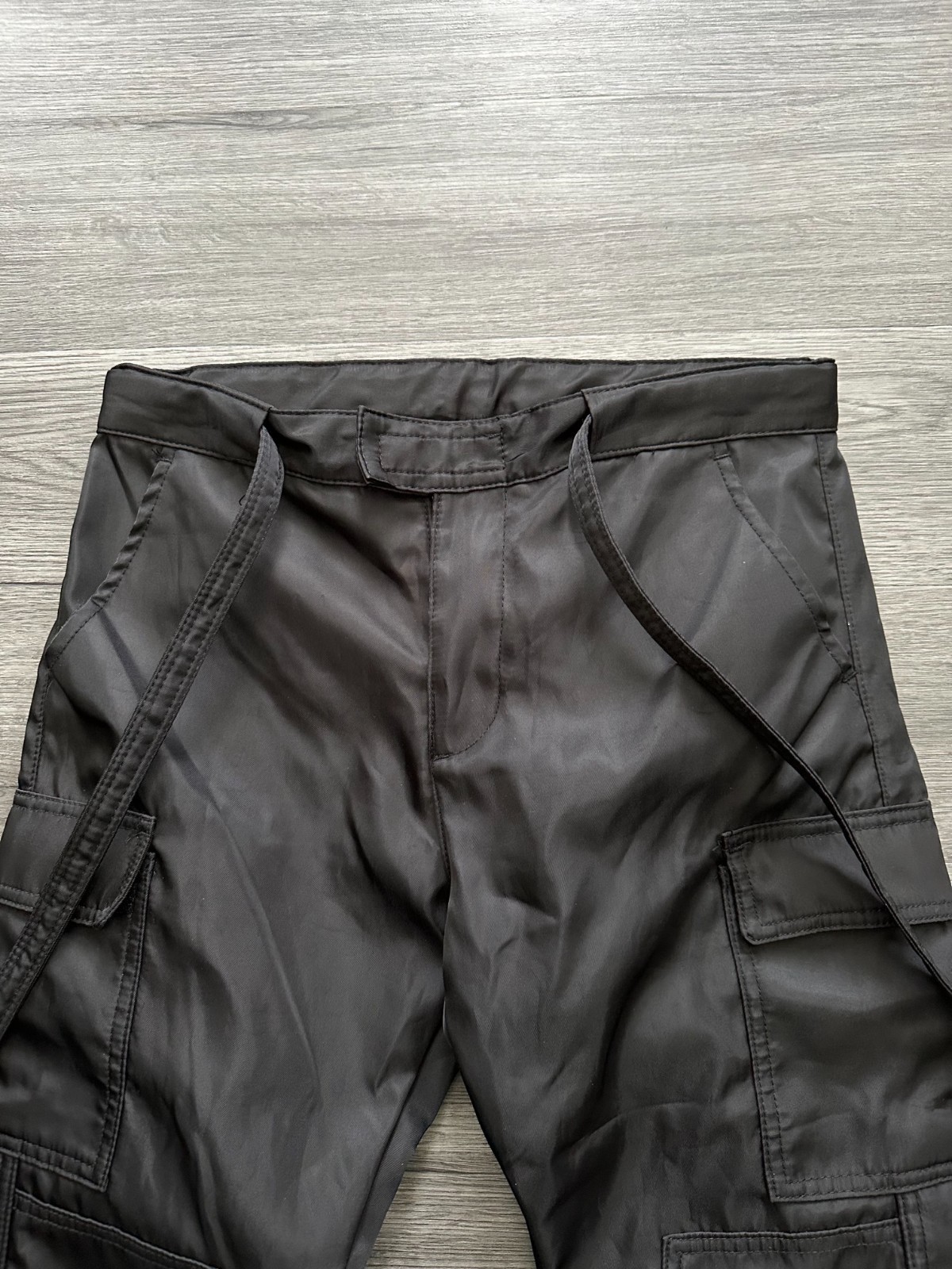 MNML Pants Men 28 Black Cargo Snap Zipper II Straight Leg Nylon Streetwear