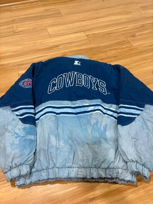 Vintage 90s Dallas Cowboys Starter Puffer Jacket – Size L – Made in Korea