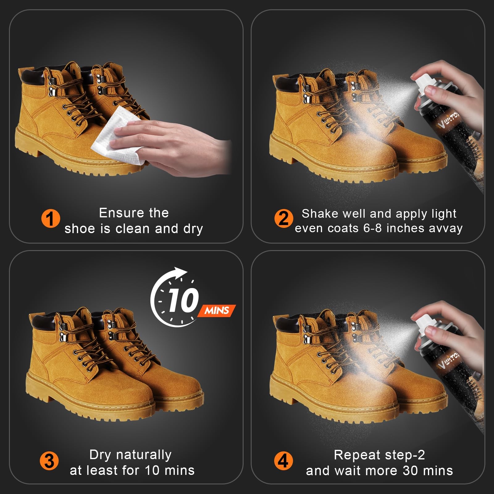 Shoe Protector Spray, 10.56 Oz, Rain & Stain Waterproof Nano Protection for S…