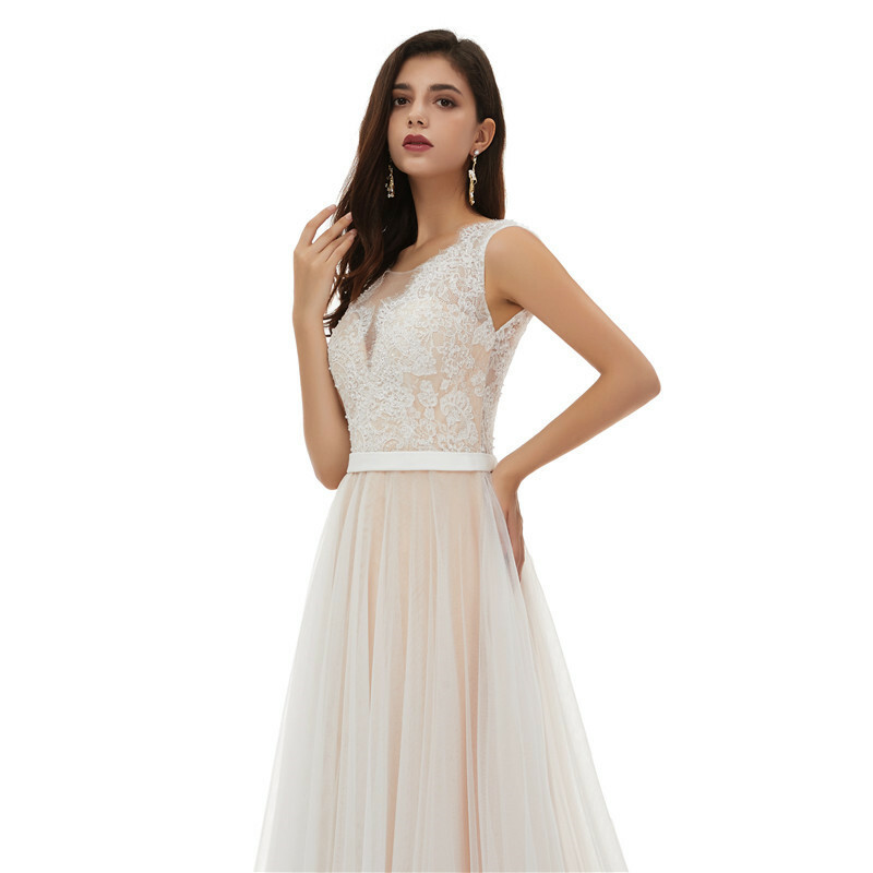Boho Illusion Lace Beach Wedding Dress Hollow Bridal Gown 2 4 6 8 10 12 14 16+