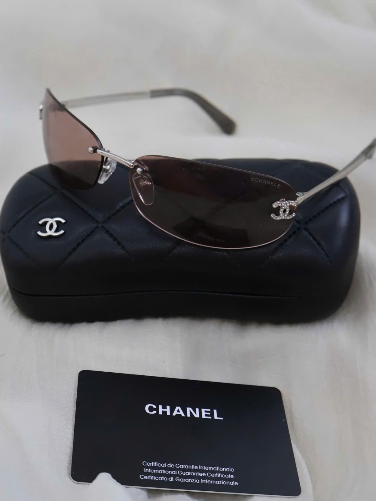CHANEL A71560 Rimless Shield Sunglasses Brown Lens Women 68-16-145