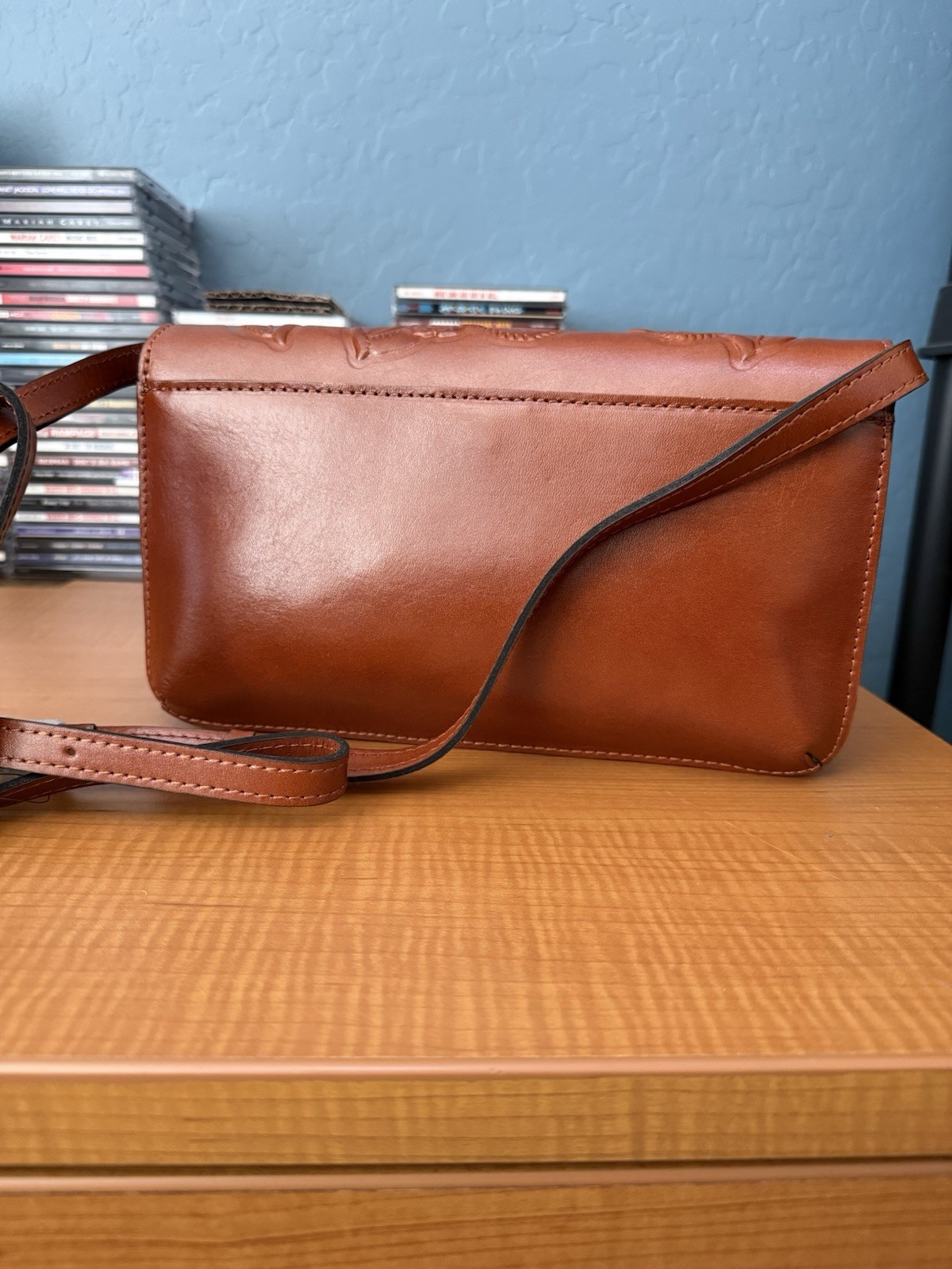 Patricia Nash Crossbody Bag Rose Tooled Leather British Tan Illina NWT