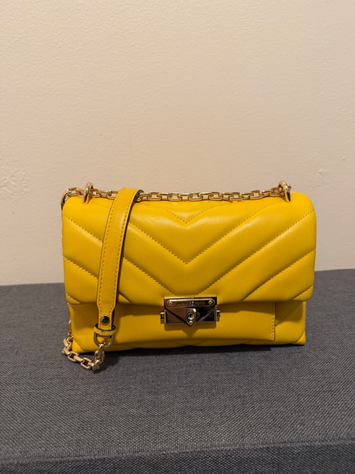 Michael Kors Cece Medium Convertible Chain Shoulder Bag Sunflower Yellow Leather