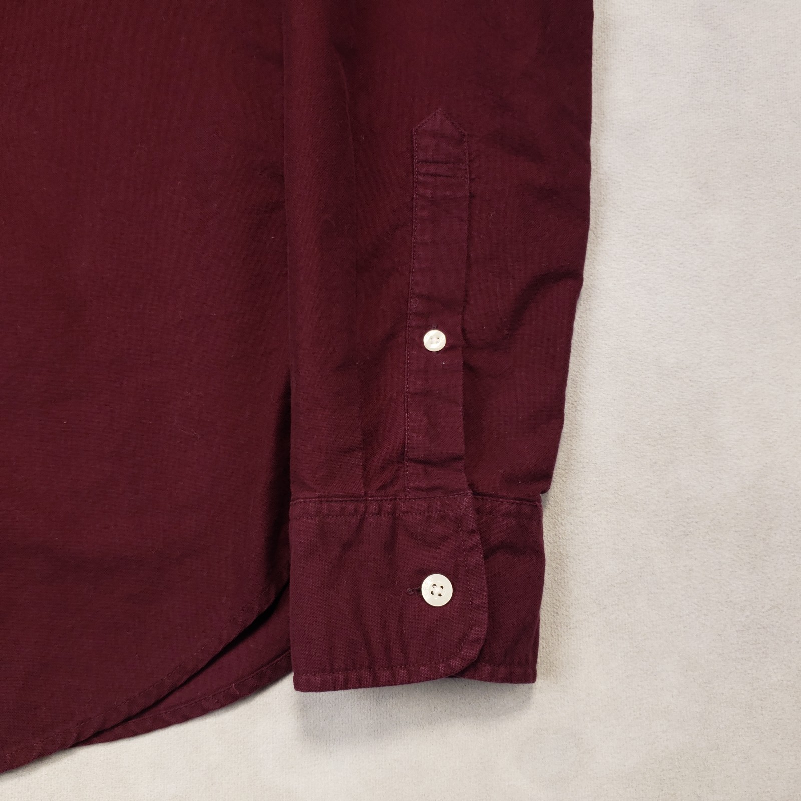 J Crew Oxford Button Down Shirt Men Size Small Slim Burgundy Cotton Long Sleeve