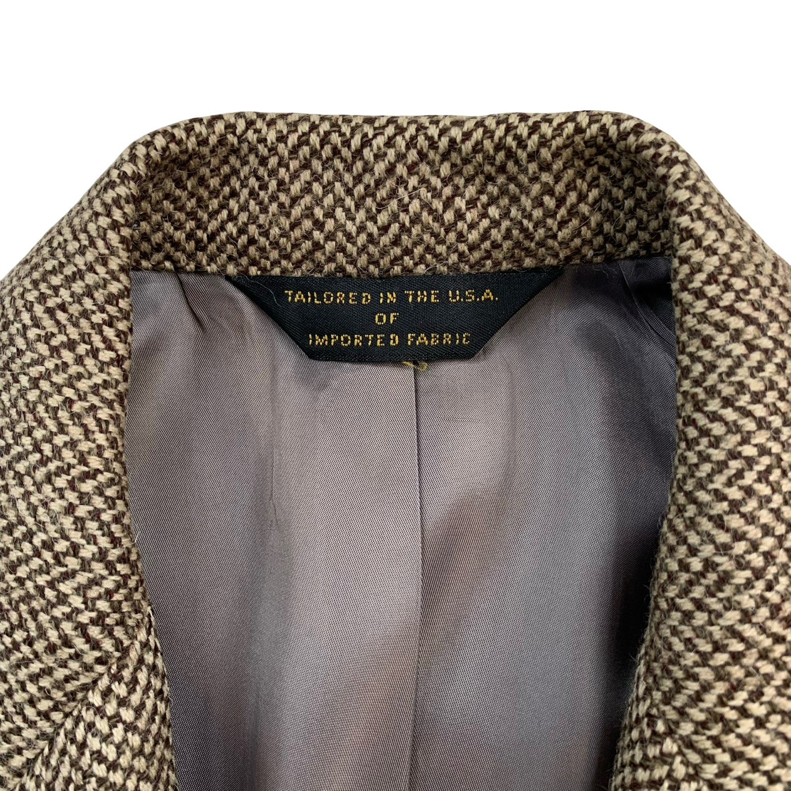 VTG 40 L Southwick Clothes Light Brown Chunky Knit Patch Pocket Wool Blazer