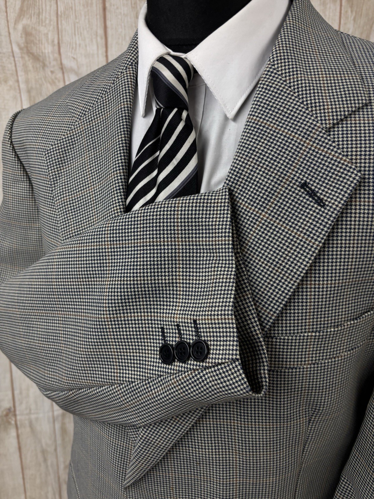 Mens 44 46 LONG Wool Blazer Jacket M&S St Michael Vintage Tweed Check Houndstoot