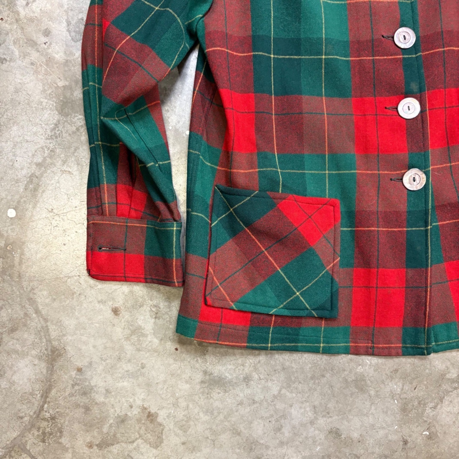 Vintage Pendleton Wool Plaid Jacket Womens 12 Red Green Tartan Button Up Blazer