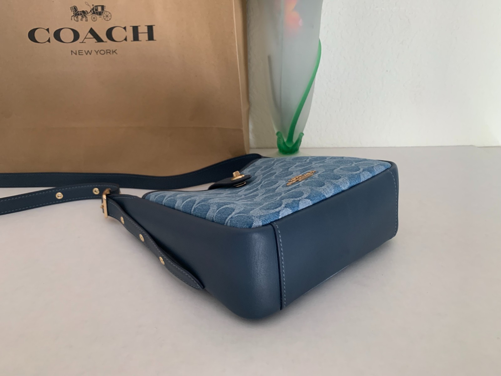 NWT Coach CCZ44 Hadley Mini Crossbody Bag In Signature Denim & Leather Indigo