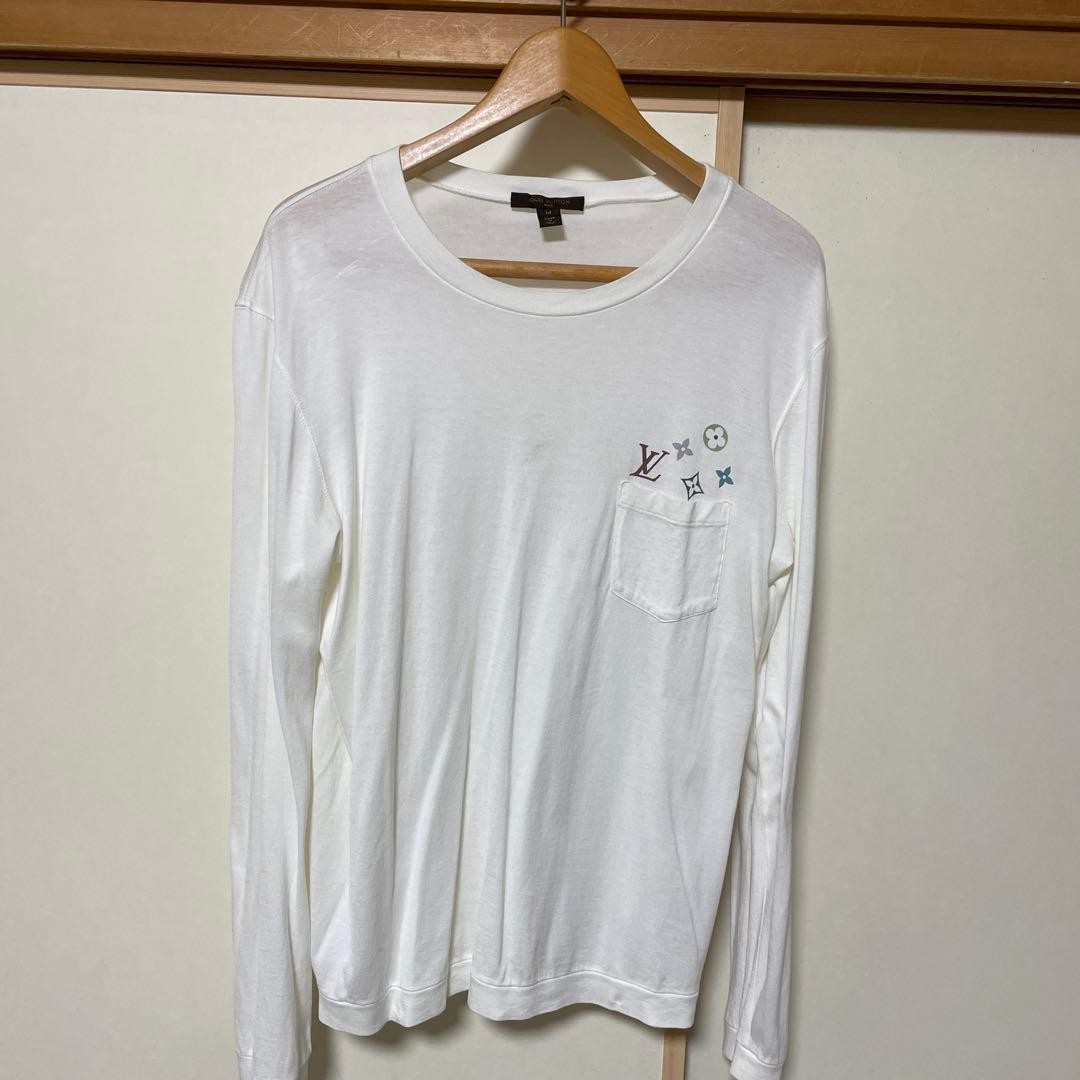 USED LOUIS VUITTON MULTICOLOR MONOGRAM POCKET LONG-SLEEVE T-SHIRT, SIZE VERYGO