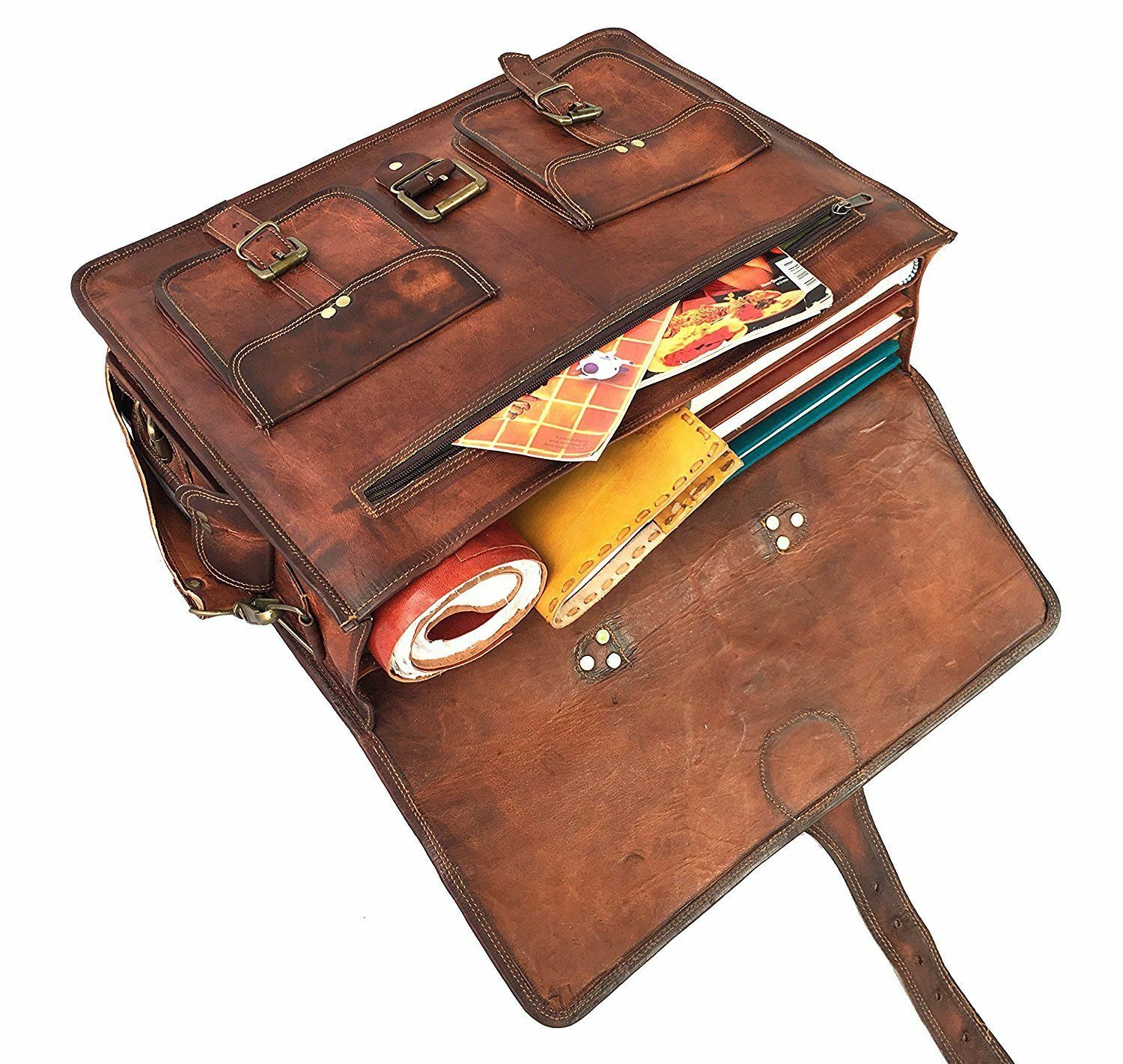 Handmade Men’s Genuine Leather Vintage Laptop Messenger Briefcase Bag Satchel