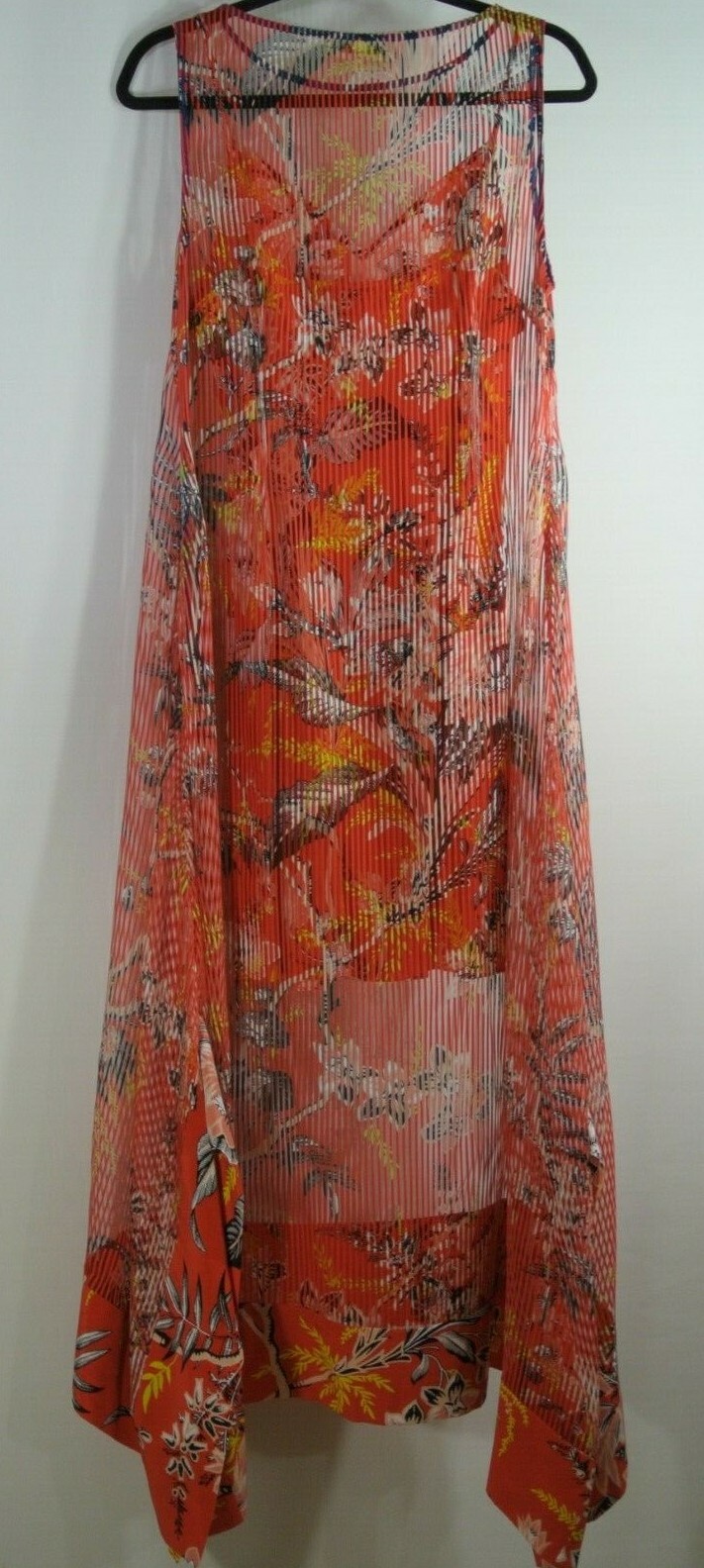 NEW Diane Von Furstenburg Floral Chiffon Midi Dress in Red- Size 10 #D2342