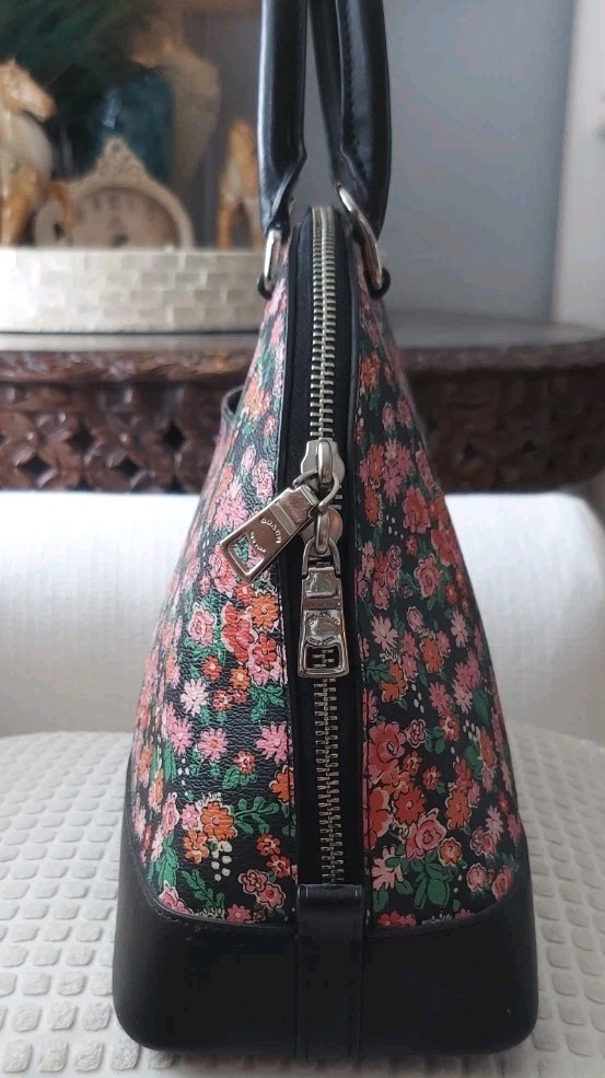 Coach Large Sierra Satchel Crossbody in Leather & Posey Cluster Print
