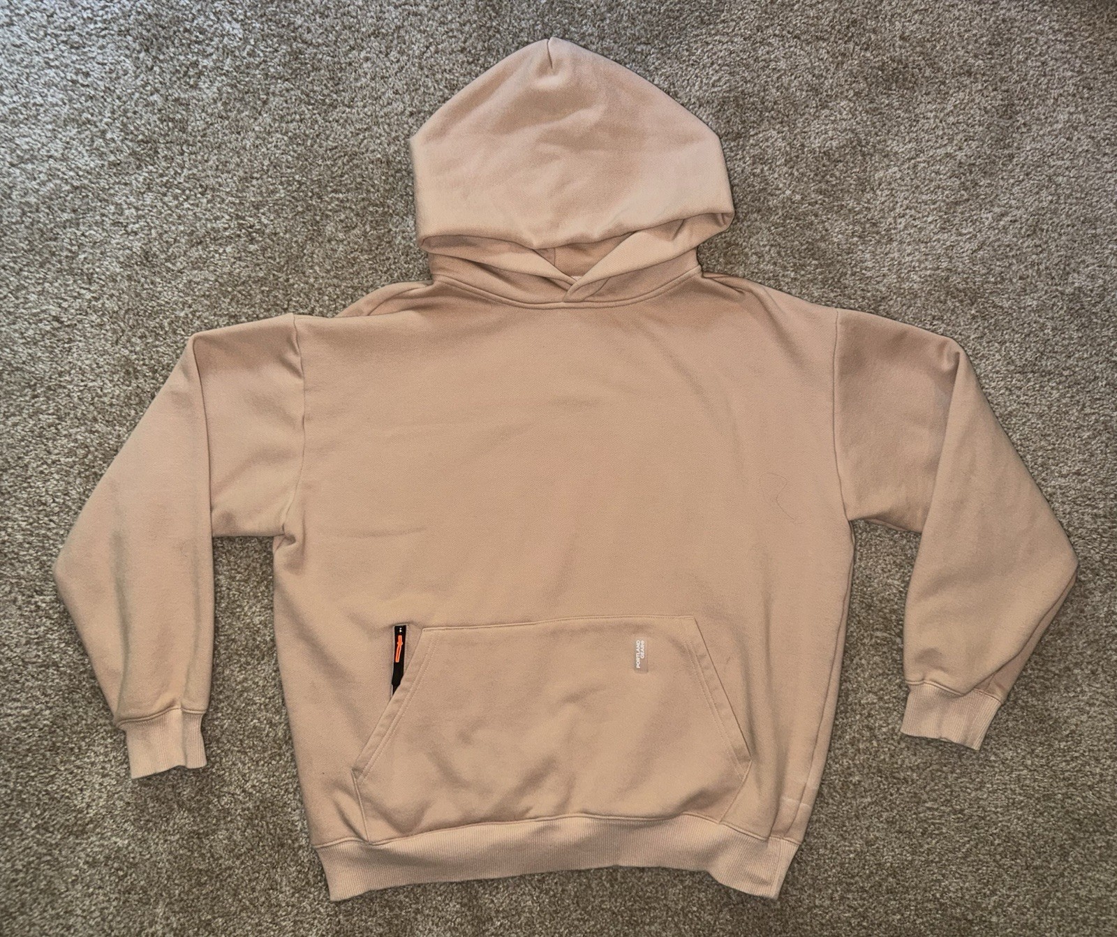 Portland Gear Hoodie Sweatshirt Large Beige Pullover Kangaroo Pocket