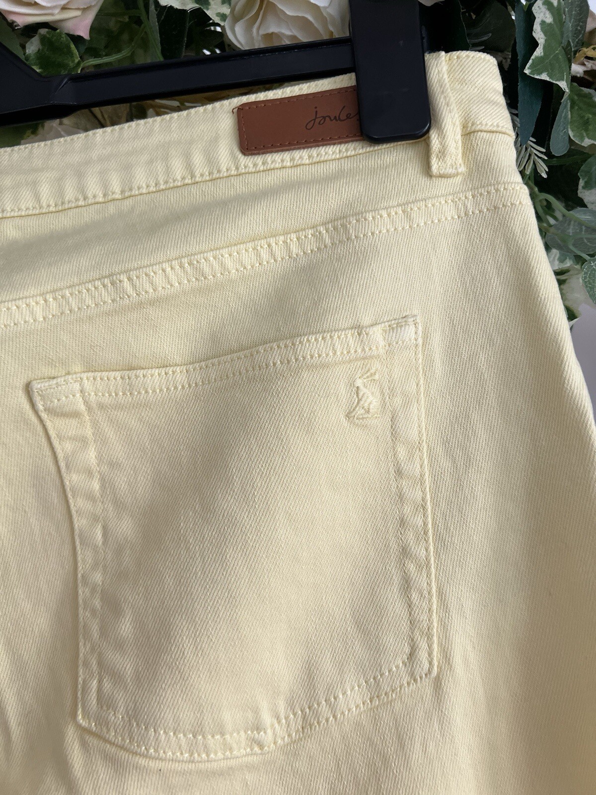 JOULES Bette Jeans Size 20 Lemon Yellow Denim Slim Straight Cropped Leg NEW