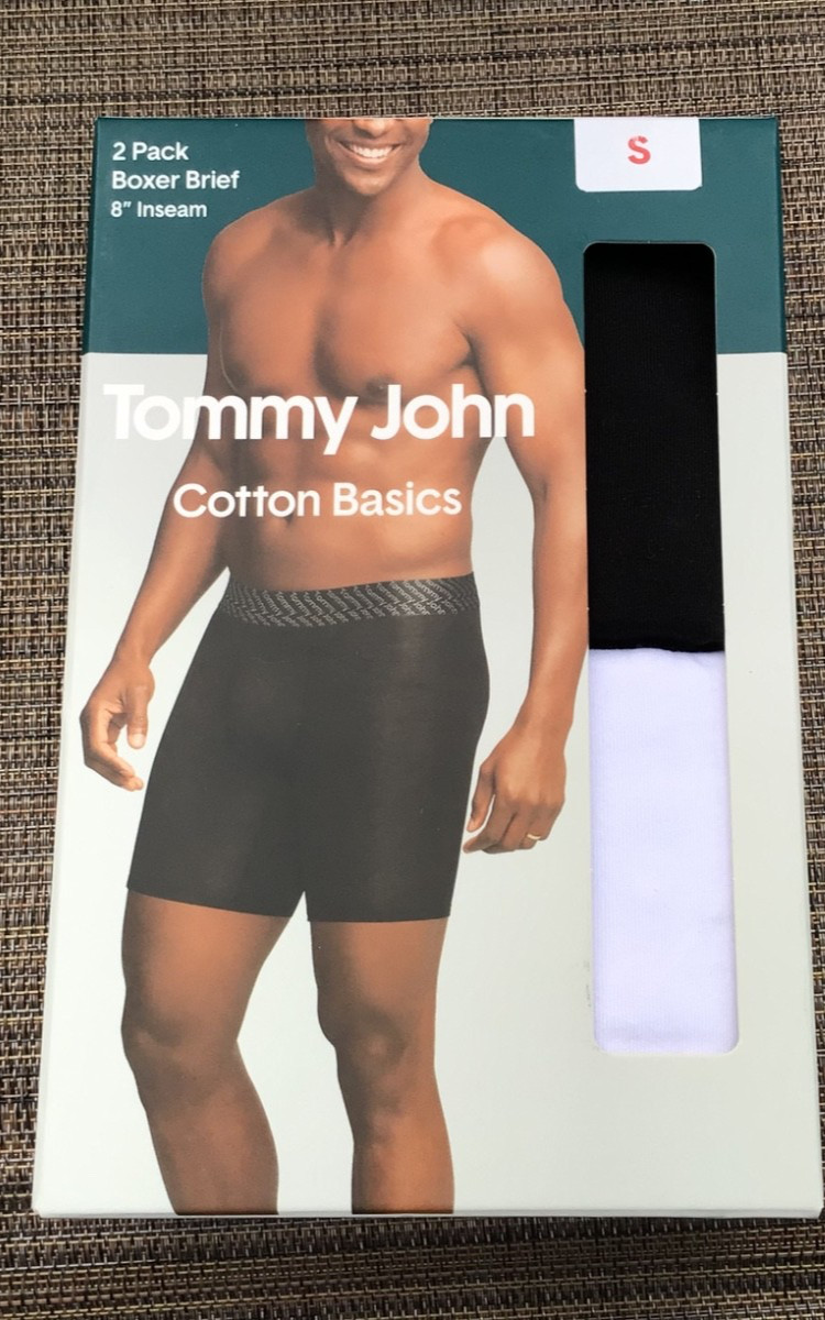 Tommy John ~2-Pair Mens Boxer Brief Underwear Cotton Blend 8″ Inseam ~ S 28-30”