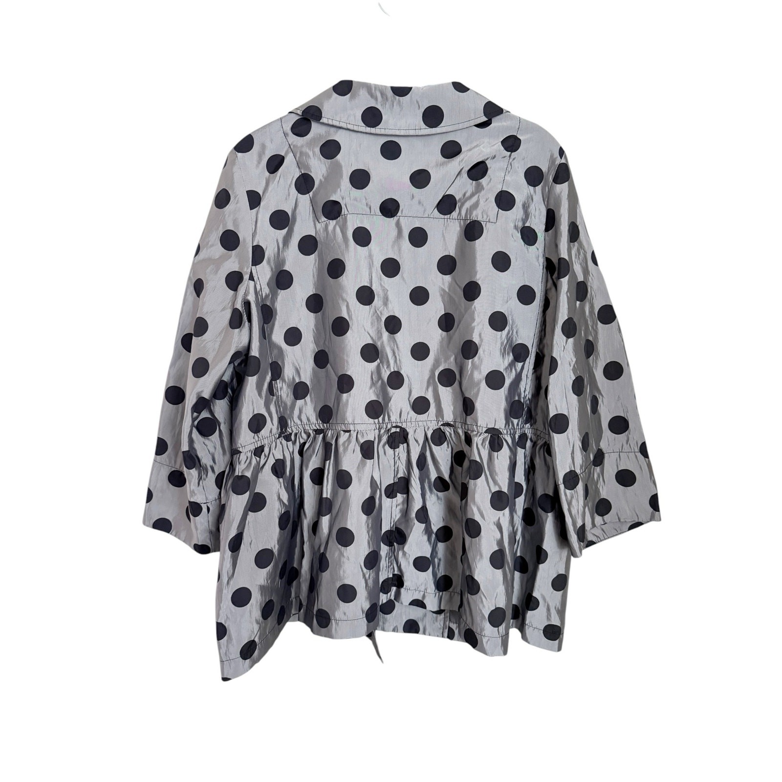 ALEMBIKA Silver Polka Dot Statement Jacket | Peplum Waist | Size 3 (US L/XL)