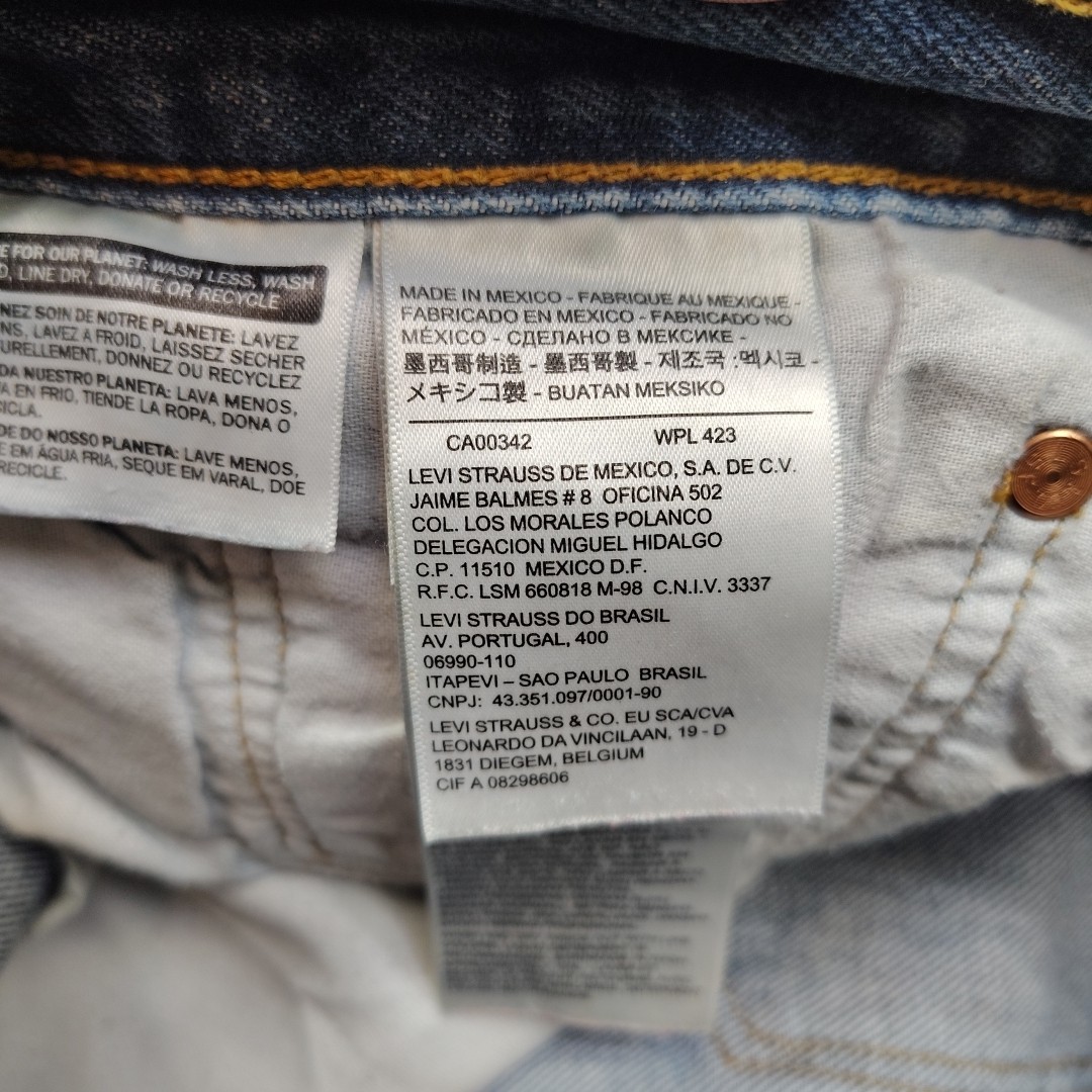 Levis Jeans 501 Mens 50×30 Button Fly Straight Leg Blue Denim Med Wash Work