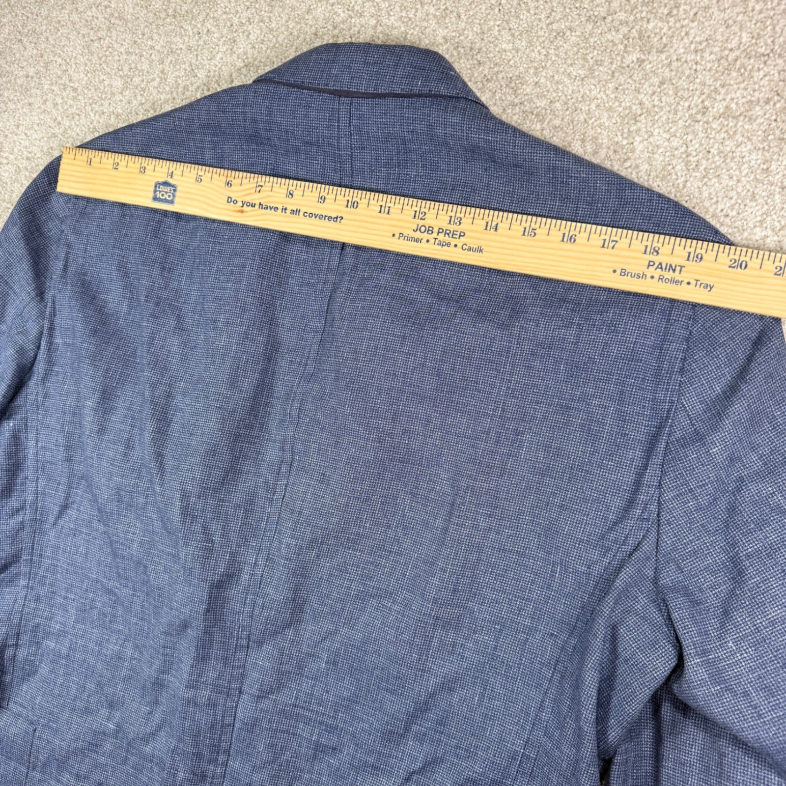 Hackett London Sport Coat Mens 46R Blue Linen Wool Blend Micro Check Blazer