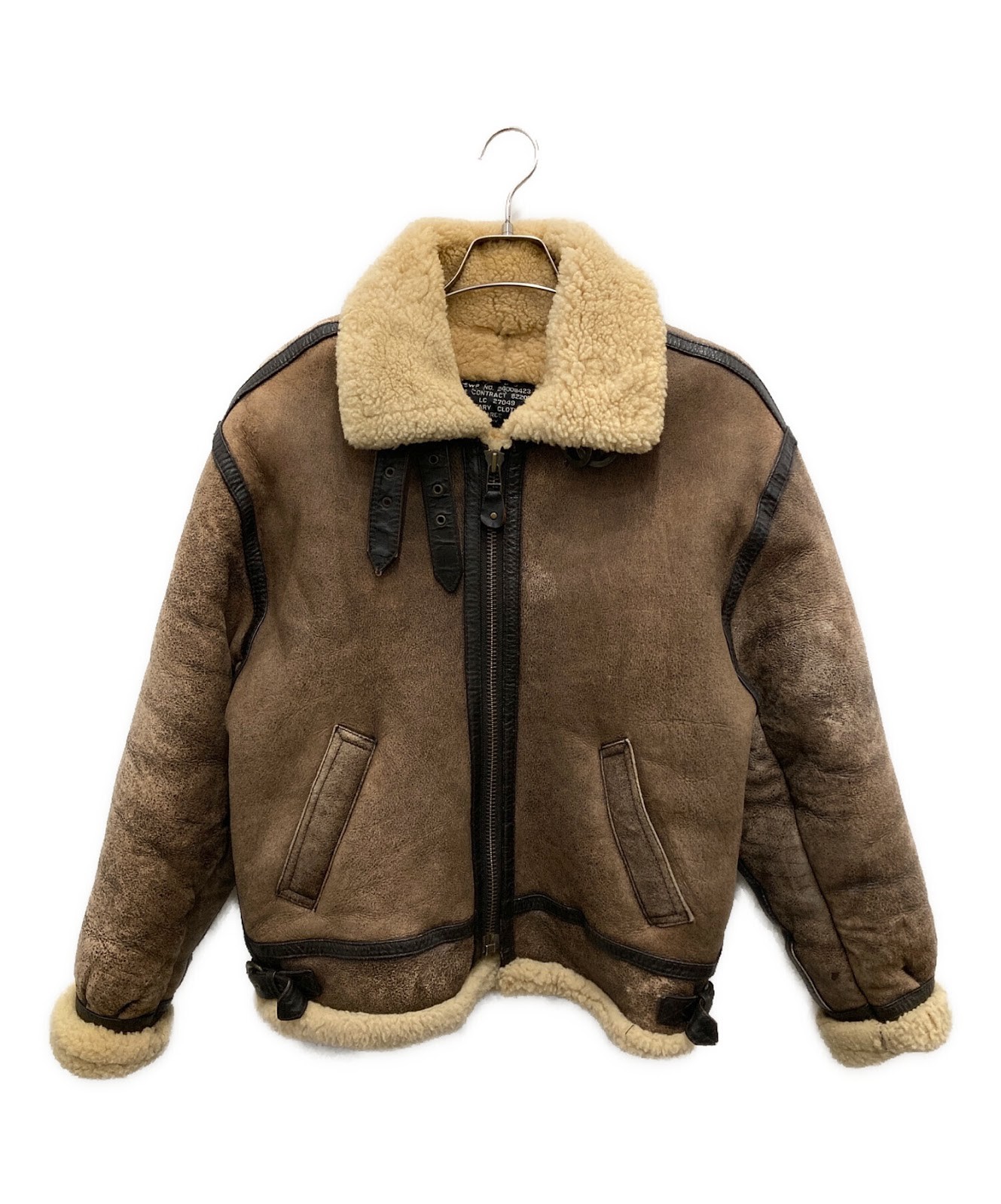 Authentic SAN FLIO B-3 Sheepskin Leather Jacket M Brown Men #9758
