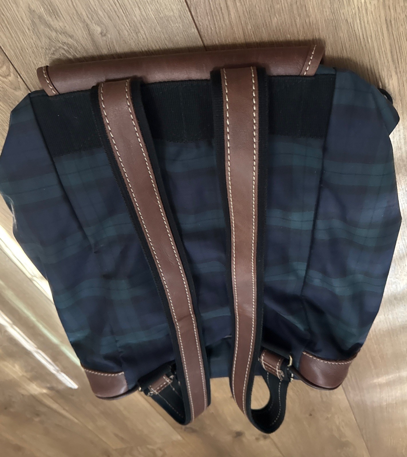 Vintage Eddie Bauer Leather Plaid Turn Lock Large Daypack Rucksack Backpack Rare