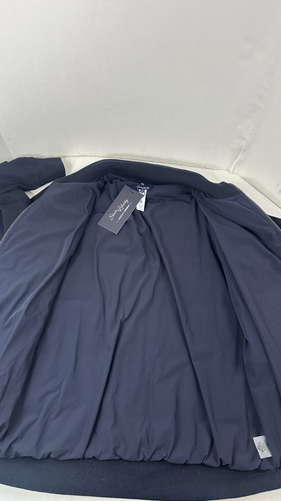 State & Liberty Jacket Size L Blue Navy Hybrid Athletic Merino Wool Sleeves NWT