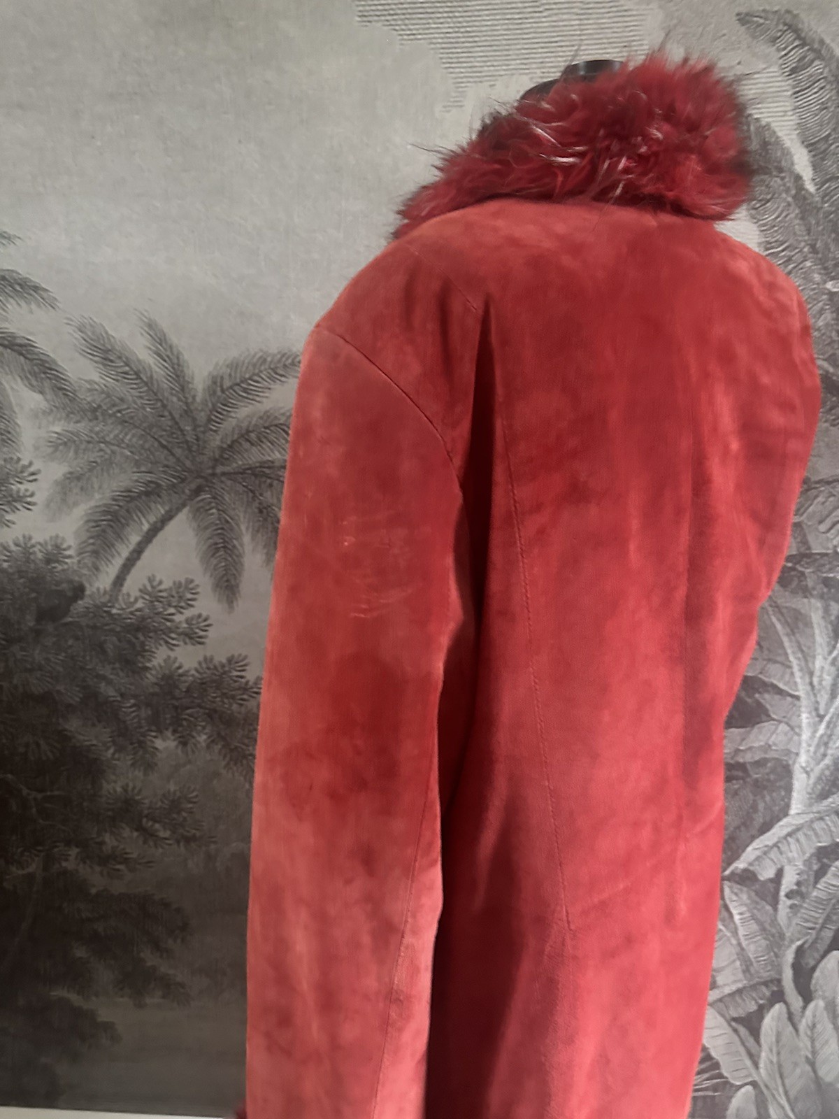 Rare Vintage Long Red Real Suede Afghan Coat Maxi Leather Fur Y2K Penny Lane 12