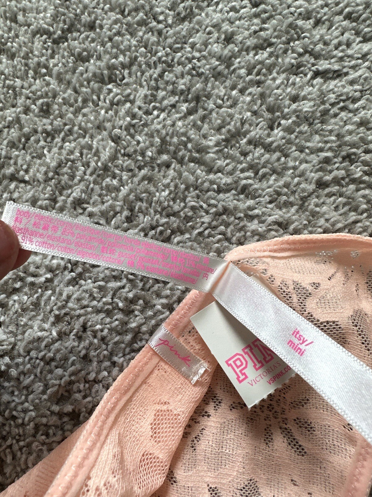 PINK Victoria’s Secret Itsy/Mini Panty Peach Large NWT