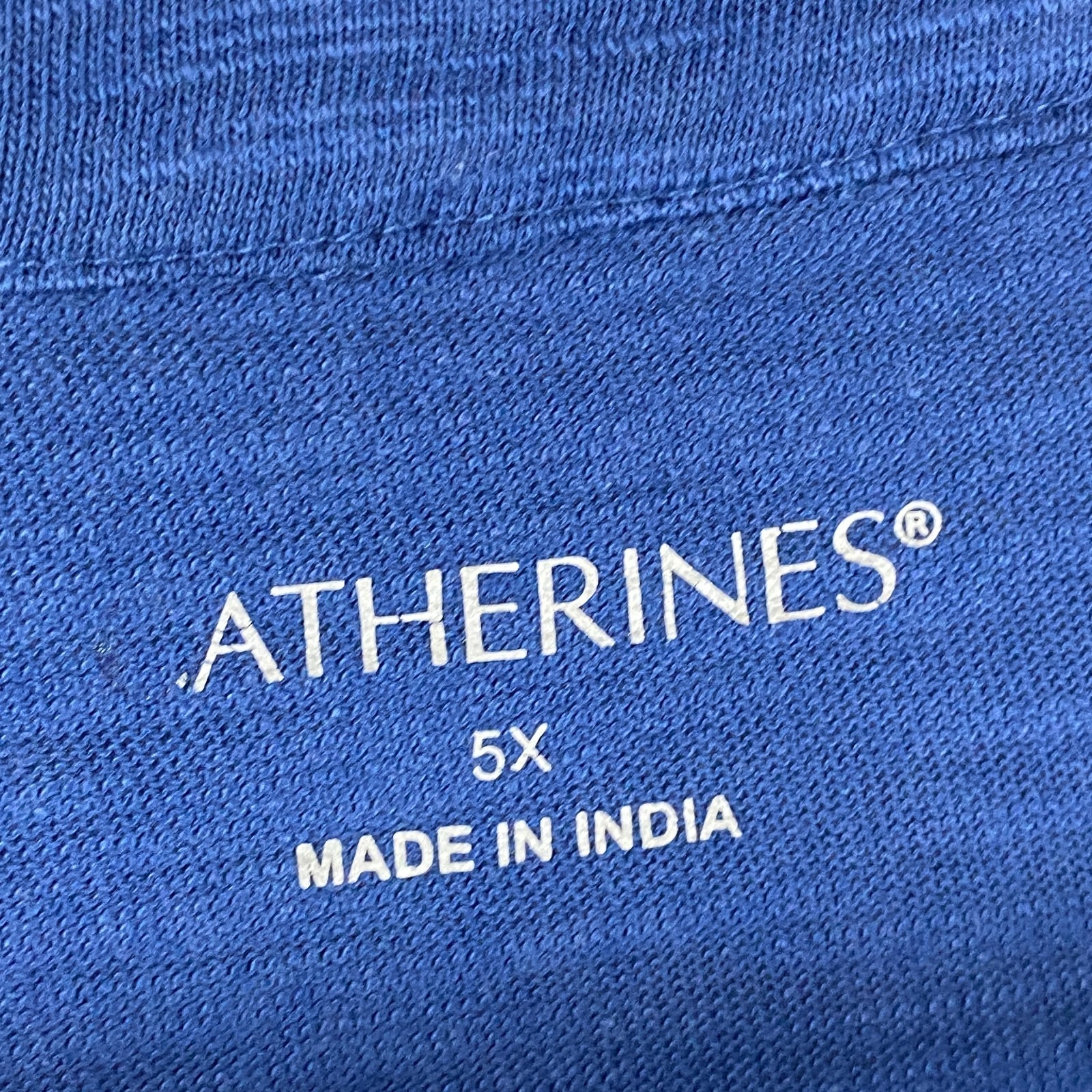 Catherines Embroidered Button Front Tunic Size 5X Blue Floral Cotton Modal