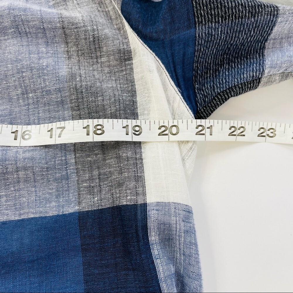 Lucky Brand linen blend patchwork popover shirt semi sheer women’s size small