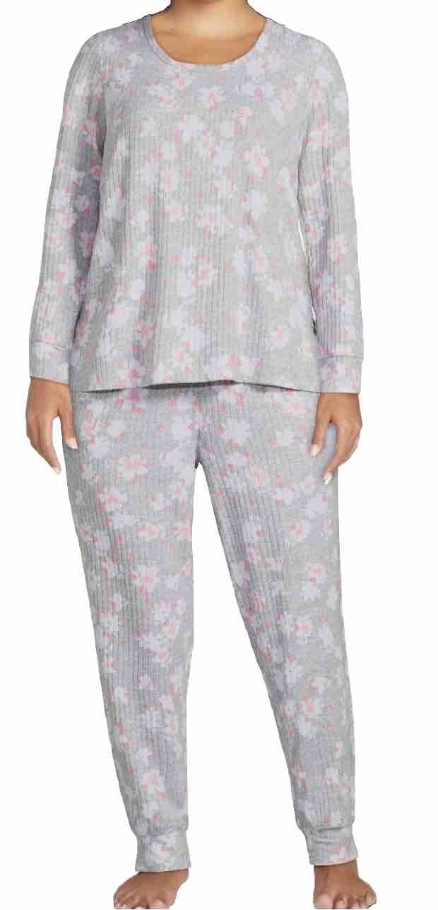 Joyspun Womens Ribbed Ultra Soft 2 Piece PJ set, sizes S, M, L, XL, 2XL, 3XL