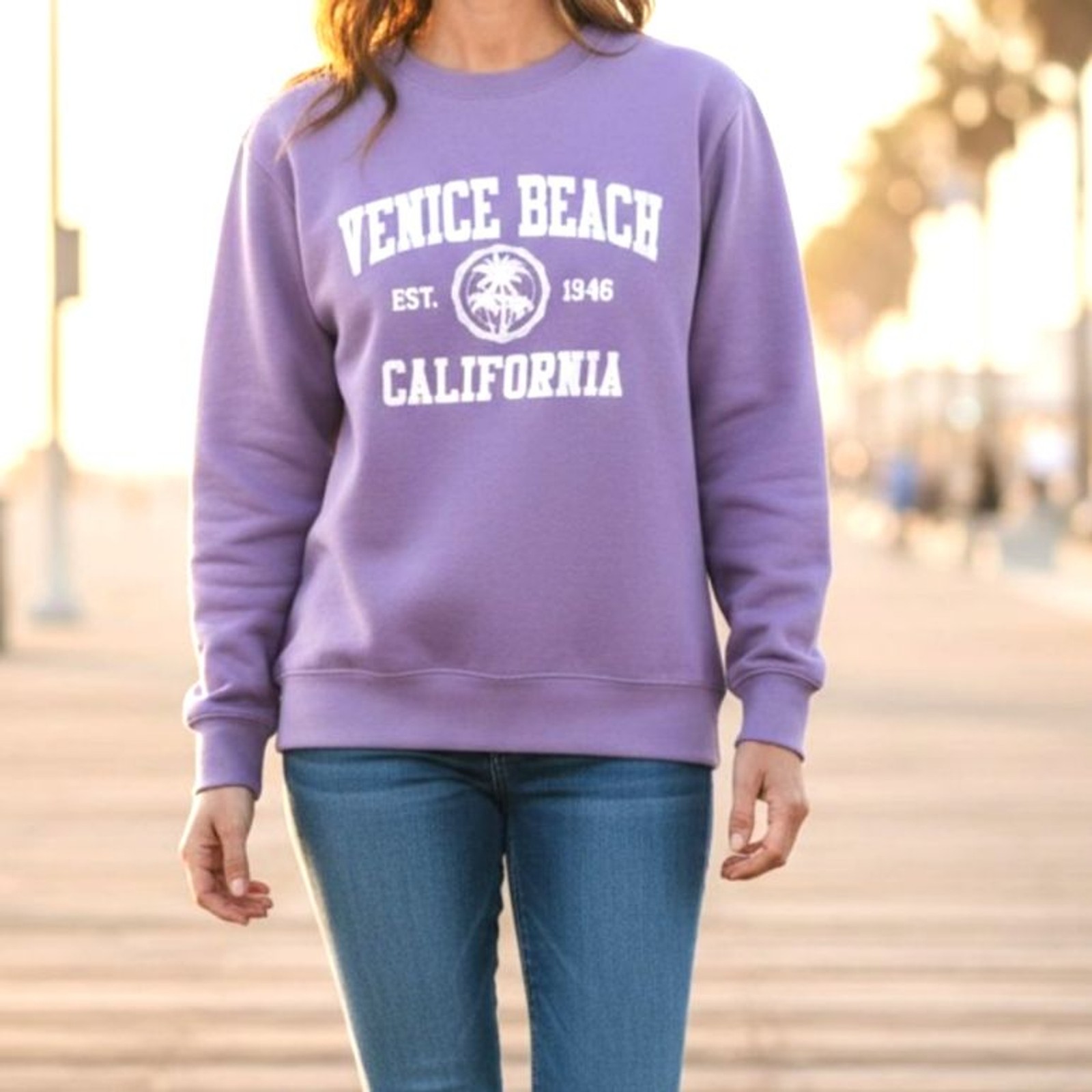 MV Sport NWT Venice Beach California Lavender Oversized Sweatshirt Size Small