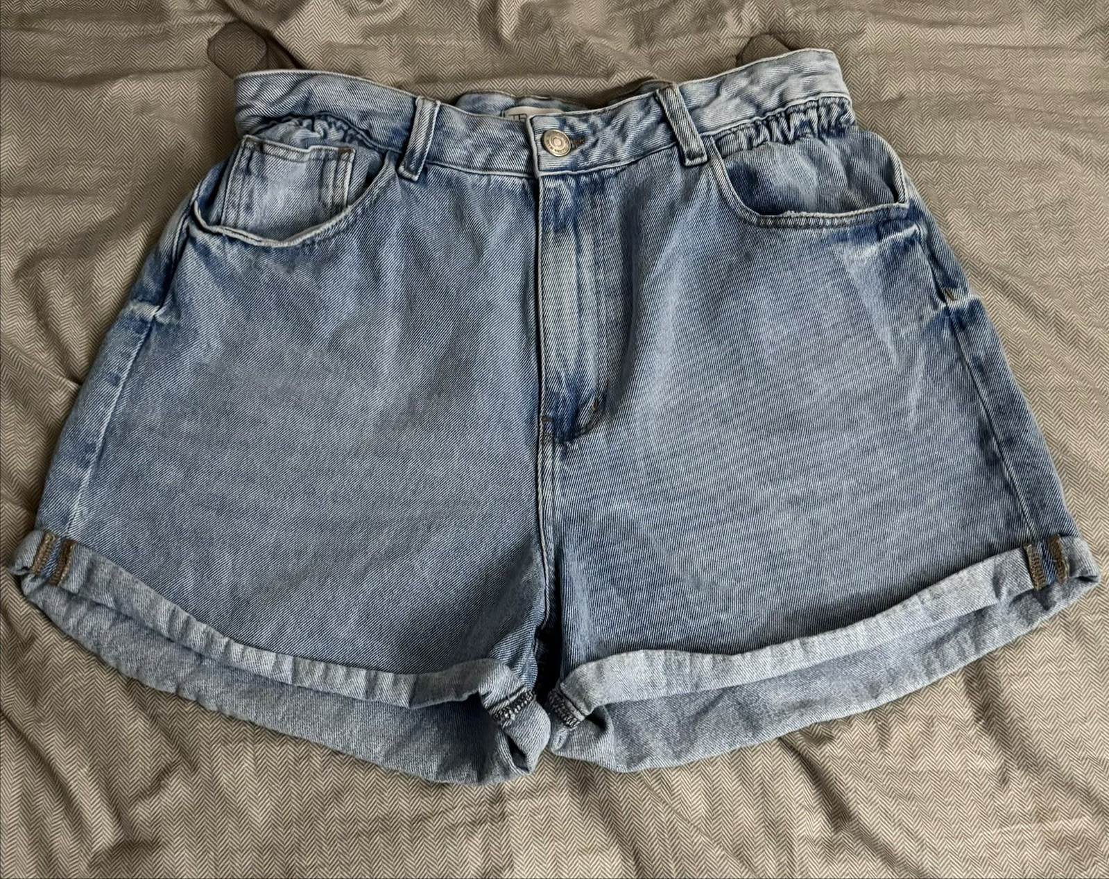 TRAMA Jeans Women’s Mom High Rise Light Wash Denim Shorts 42 100% Cotton